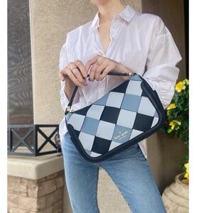 Kate Spade Quilted Patchwork Blue Purse Smoosh
